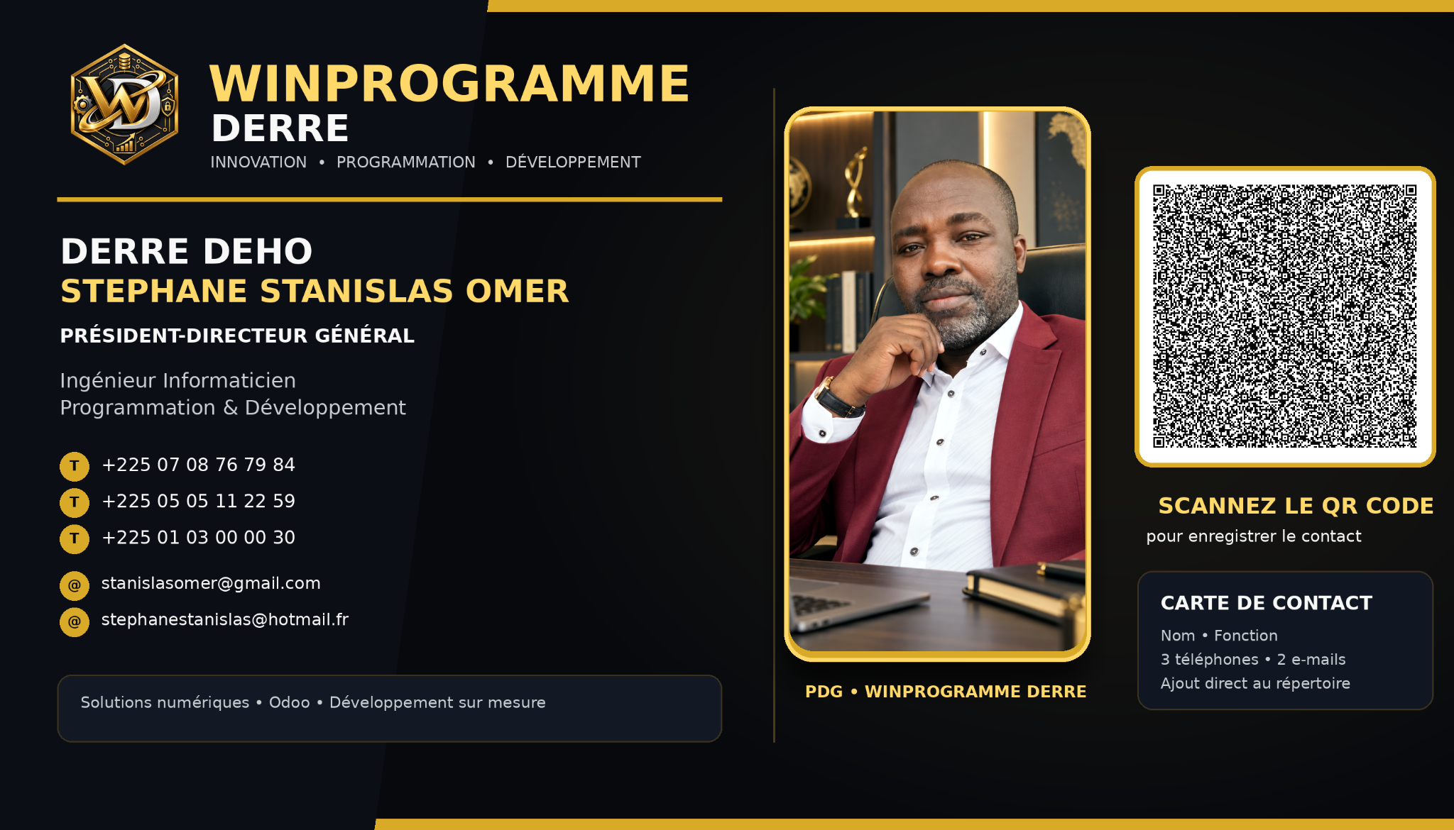 Carte de contact du dirigeant Winprogramme Derré